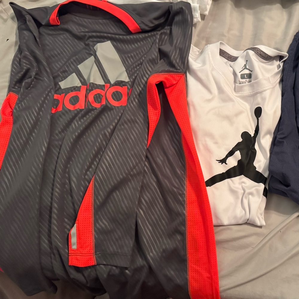 Sportswear lot: Adidas Charcoal and Red Pullover and Nike Jordan Shirt